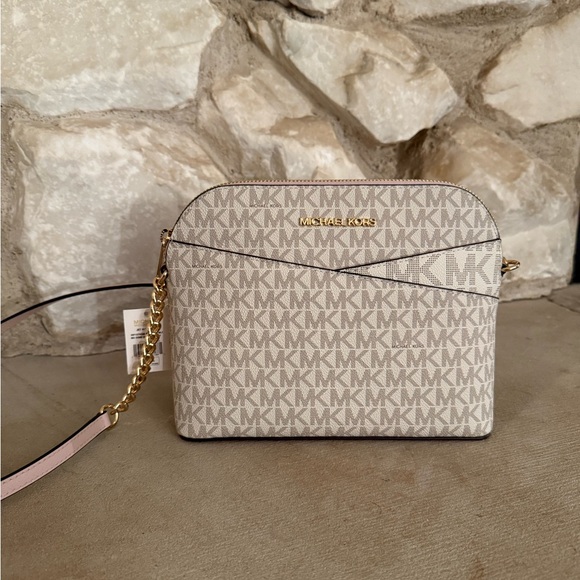 Michael Kors Monogram Beige Crossbody Bag - Picture 1 of 6